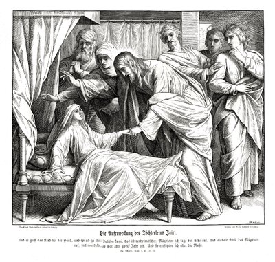 Jezus wekt het meisje op, Evangelie van Marcus door Julius Schnorr von Carolsfeld