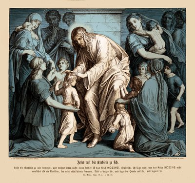 Jezus roept de kinderen bij zich, Evangelie van Marcus door Julius Schnorr von Carolsfeld