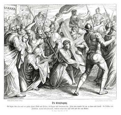 Jezus draagt het kruis, Evangelie van Lucas door Julius Schnorr von Carolsfeld