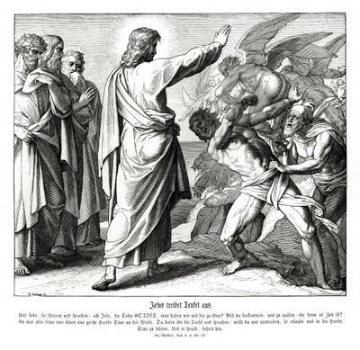 Jezus drijft de demonen uit, Evangelie van Matteüs door Julius Schnorr von Carolsfeld