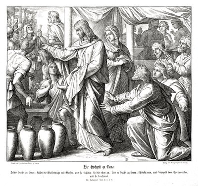 Jezus verandert water in wijn, Evangelie van Johannes door Julius Schnorr von Carolsfeld