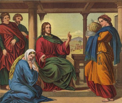 Jezus in het huis van Martha door Julius Schnorr von Carolsfeld