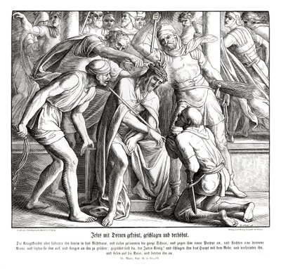 Jezus krijgt een doornenkroon, Evangelie van Marcus door Julius Schnorr von Carolsfeld