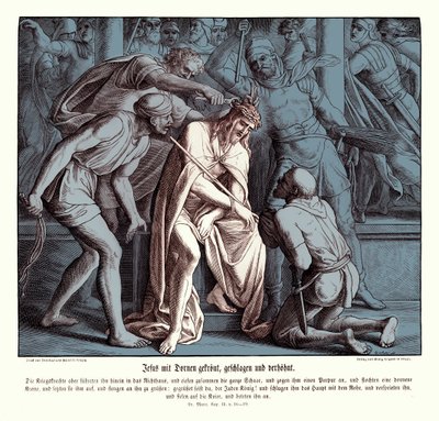 Jezus krijgt een doornenkroon, Evangelie van Marcus door Julius Schnorr von Carolsfeld