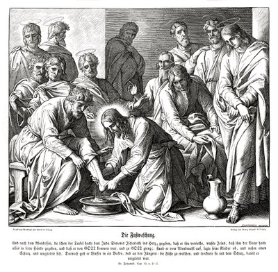 Jezus wast de voeten van zijn discipelen, Evangelie van Johannes door Julius Schnorr von Carolsfeld