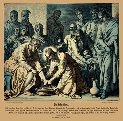 Jezus wast de voeten van zijn discipelen, Evangelie van Johannes door Julius Schnorr von Carolsfeld