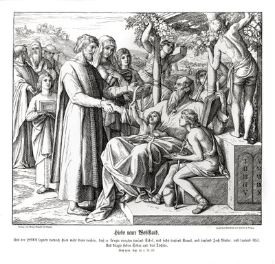 Job wordt beloond, Job door Julius Schnorr von Carolsfeld