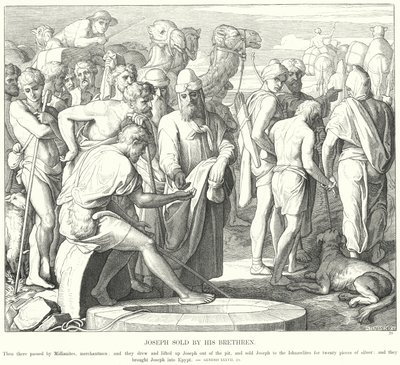 Jozef verkocht door zijn broers door Julius Schnorr von Carolsfeld
