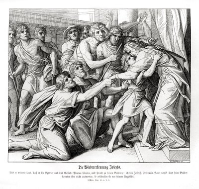 Jozef wordt herkend door zijn broers, Genesis door Julius Schnorr von Carolsfeld