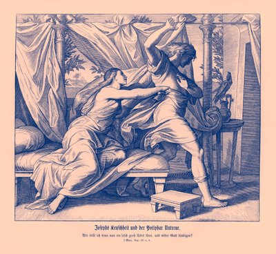 Jozef weigert te liggen met Potifar, Genesis door Julius Schnorr von Carolsfeld