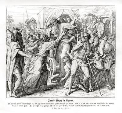 Jozefs vader arriveert in Egypte, Genesis door Julius Schnorr von Carolsfeld
