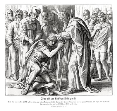 Jozua wordt aangesteld als opvolger van Mozes, Numeri door Julius Schnorr von Carolsfeld