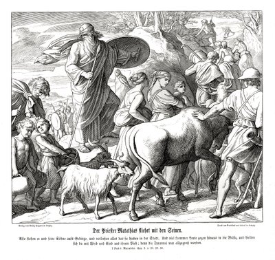 Mathathias en zijn zonen vluchten de stad uit door Julius Schnorr von Carolsfeld
