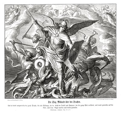 Michaëls overwinning op de draak, Openbaring door Julius Schnorr von Carolsfeld