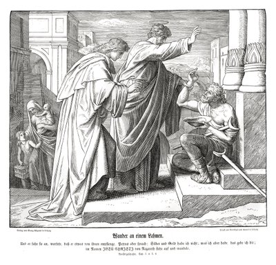 Wonder van de lamme man, Handelingen van de Apostelen door Julius Schnorr von Carolsfeld