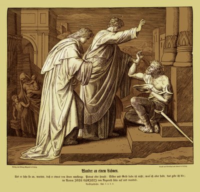 Wonder van de lamme man, Handelingen van de Apostelen door Julius Schnorr von Carolsfeld