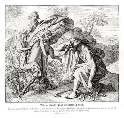 Mozes en de brandende struik, Exodus door Julius Schnorr von Carolsfeld