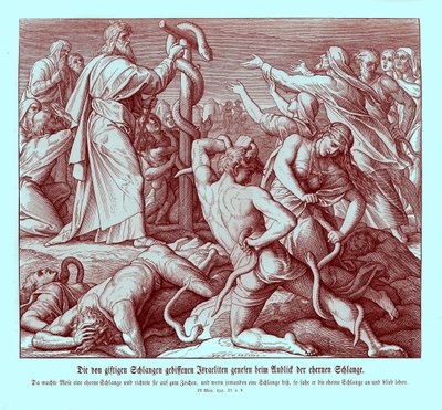 Mozes en de koperen slang, Numeri door Julius Schnorr von Carolsfeld