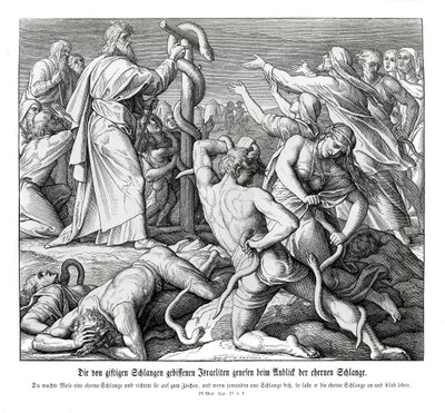 Mozes en de koperen slang, Numeri door Julius Schnorr von Carolsfeld