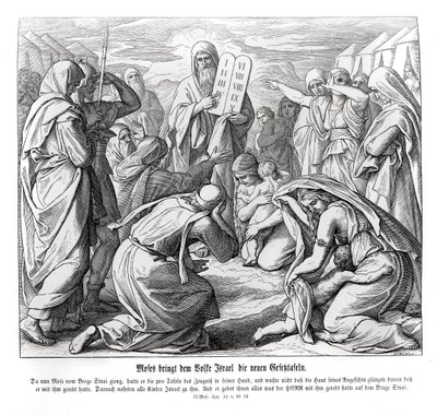 Mozes levert de geboden, Exodus door Julius Schnorr von Carolsfeld
