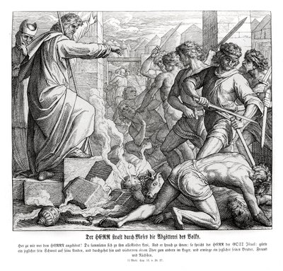 Mozes straft het volk voor hun afgoderij, Exodus door Julius Schnorr von Carolsfeld