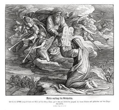 Mozes ontvangt de geboden, Exodus door Julius Schnorr von Carolsfeld