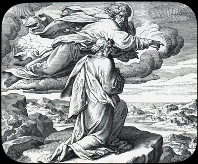 Mozes bekijkt het land Israël, 19e eeuw door Julius Schnorr von Carolsfeld