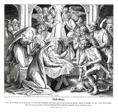 Geboorte van Jezus, Evangelie van Lucas door Julius Schnorr von Carolsfeld