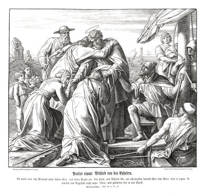 Paulus verlaat de Efeziërs door Julius Schnorr von Carolsfeld