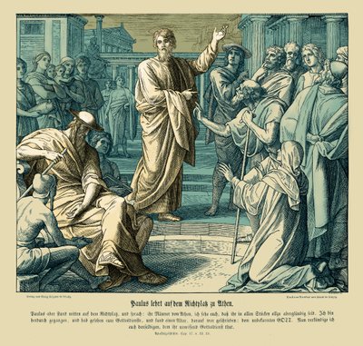 Paulus preekt in Athene, Handelingen van de Apostelen door Julius Schnorr von Carolsfeld