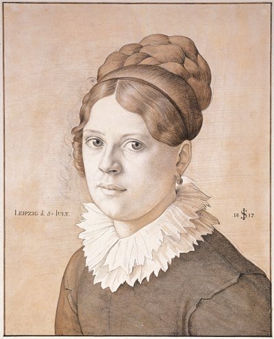 Portret van Henriette Schnorr von Carolsfeld, 1817 door Julius Schnorr von Carolsfeld
