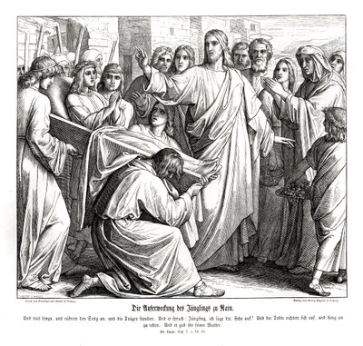 Opstanding van de jongen uit Naïn, Evangelie van Lucas door Julius Schnorr von Carolsfeld