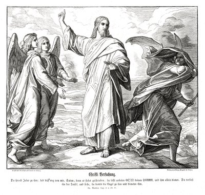 De verzoeking van Christus, Evangelie van Matteüs door Julius Schnorr von Carolsfeld
