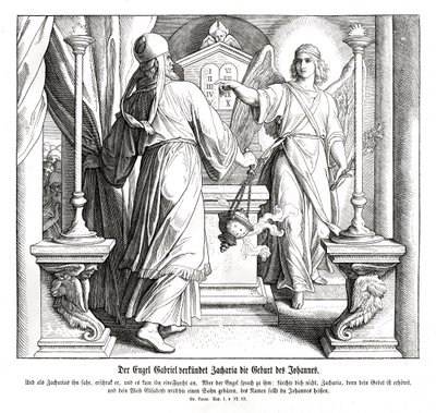 De engel Gabriël verschijnt aan Zacharias, Lucas door Julius Schnorr von Carolsfeld