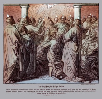De apostelen worden vervuld met de Heilige Geest, Handelingen door Julius Schnorr von Carolsfeld