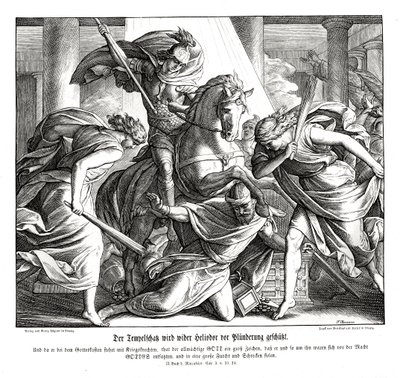 De tempelschat wordt beschermd, 2 Makkabeeën door Julius Schnorr von Carolsfeld