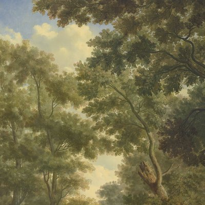 Arcadisch landschap, een van een serie van tien muurschilderingen in de tuinzaal van het Amsterdamse huis Herengracht 524 door Jurriaan Andriessen