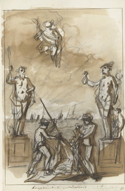 Koophandel en Zeevaart, decoratie op de Nieuwmarkt, 1795 door Jurriaan Andriessen