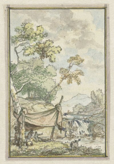 Landschap met waterval door Jurriaan Andriessen