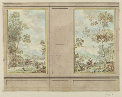 Ontwerptekening voor een kamerwand door Jurriaan Andriessen