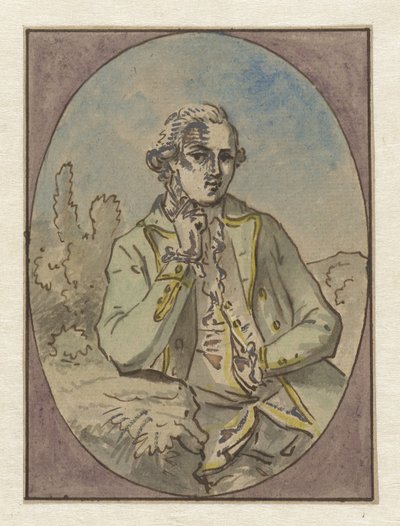 Portret van onbekende man, in ovaal door Jurriaan Andriessen