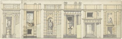Zes ontwerpen voor een decoratiewand door Jurriaan Andriessen
