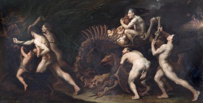 La Carcasse: Een Heks Wordt Getekend Op Het Skelet Van Een Monster, pre c.1620 door Jusepe de Ribera