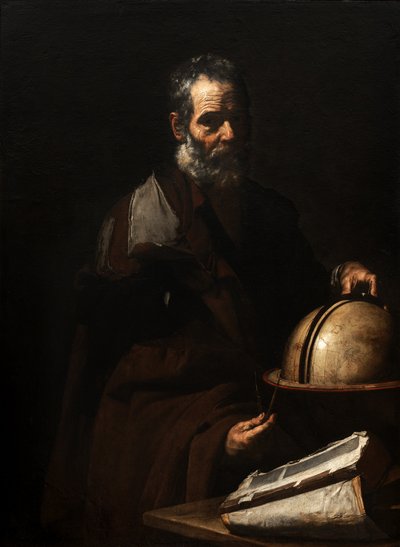 Filosoof met een globe (Anaxagoras?) door Jusepe de Ribera