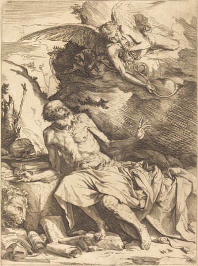 Sint Hiëronymus hoort de trompet van het laatste oordeel door Jusepe de Ribera