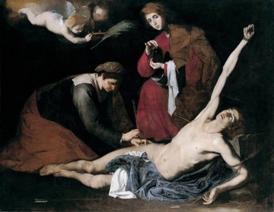 Sint Sebastiaan verzorgd door de heilige vrouwen door Jusepe de Ribera