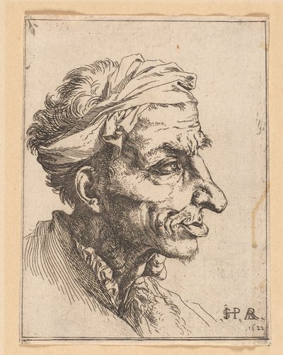 Klein grotesk hoofd door Jusepe de Ribera