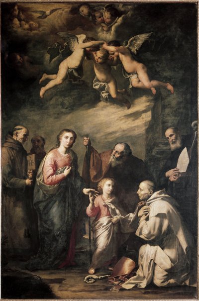 De Heilige Familie met Sint Bruno van Keulen en andere heiligen door Jusepe de Ribera