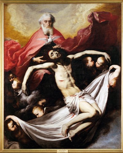 De Drie-eenheid (schilderij op doek) door Jusepe de Ribera
