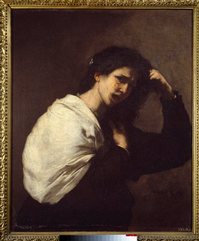 Vrouw die haar haar uittrekt door Jusepe de Ribera